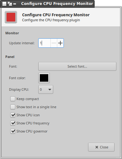 CpuFreq Preference dialog 