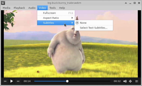 Video -> Subtitles Menu Selection