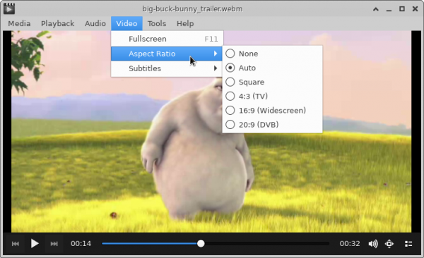 Video -> Aspect Ratio Menu Selection