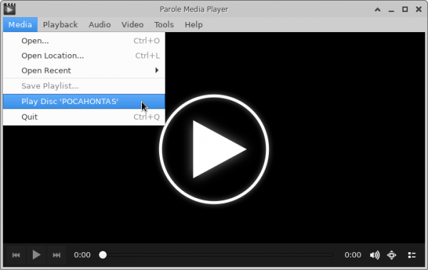 Media -> Play Disk Menu Selection