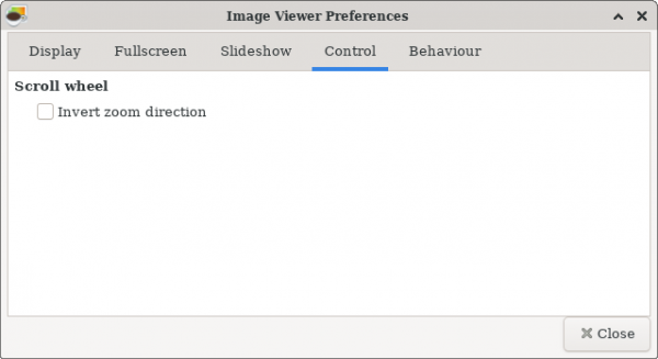 Control Preferences Window