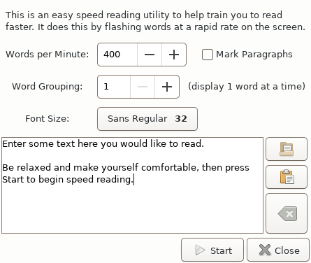 xfce4-dict Speed Reader Window