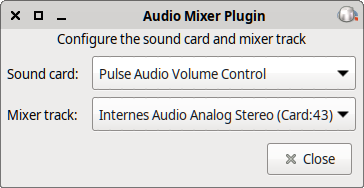 xfce4-mixer Sound Card and Channel Dialog