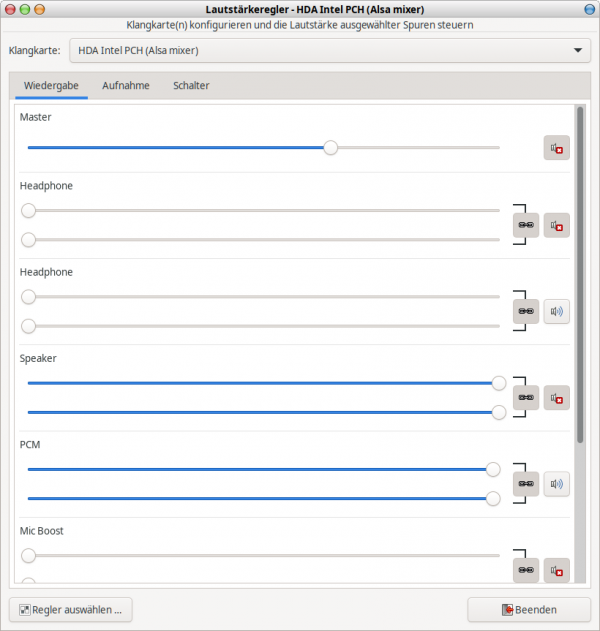 xfce4-mixer Application Window