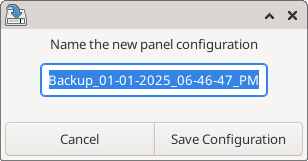 xfce4-panel-profile Save Configuration Window