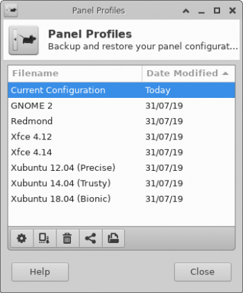 xfce4-panel-profile Window