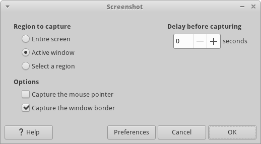 xfce4-screenshooter Main Dialog Window