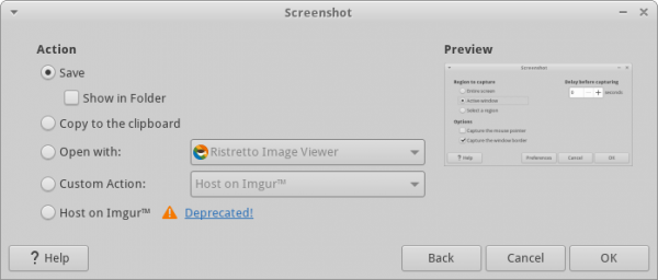 xfce4-screenshooter Action Window