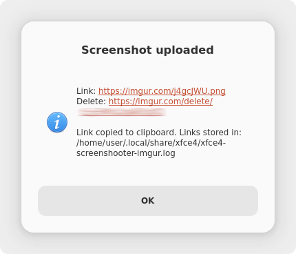 Imgur Deletion Dialog Window