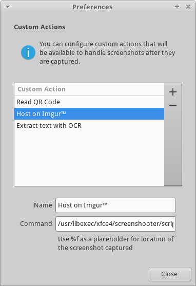 xfce4-screenshooter Preferences Window