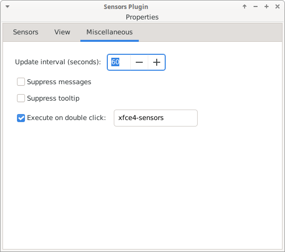 Sensors Plugin Properties Miscellaneous Tab