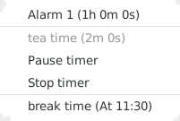 Timer Plugin Alarm Selection and Starting Dialog