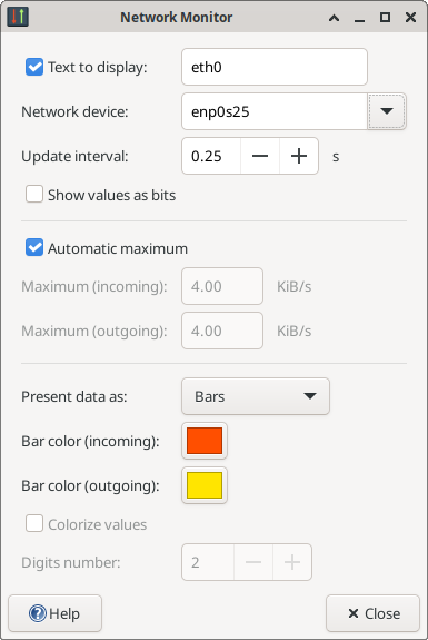 Netload Plugin Properties Dialog Window