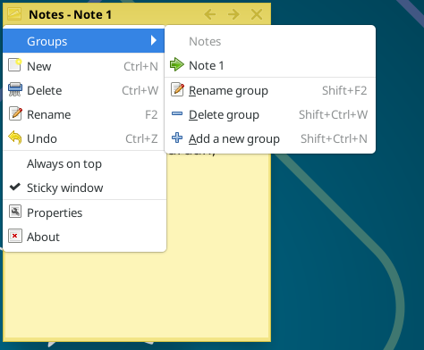 xfce4-notes-plugin Context Menu