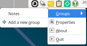 xfce4-notes-plugin Panel Right-Click Dropdown Context Menu