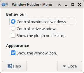 Windows Header Option Menu Dialog Windows