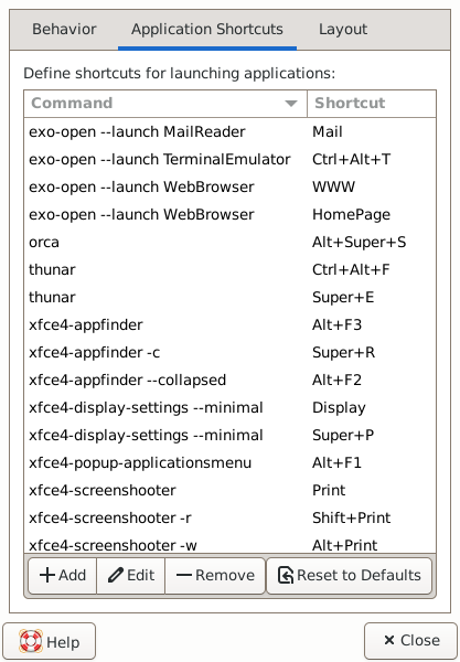 Xkb Plugin Preferences Application Shortcuts Tab