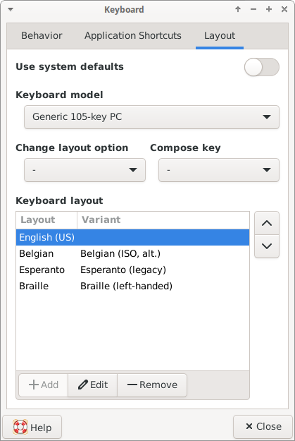 Xkb Plugin Preferences Layout Tab