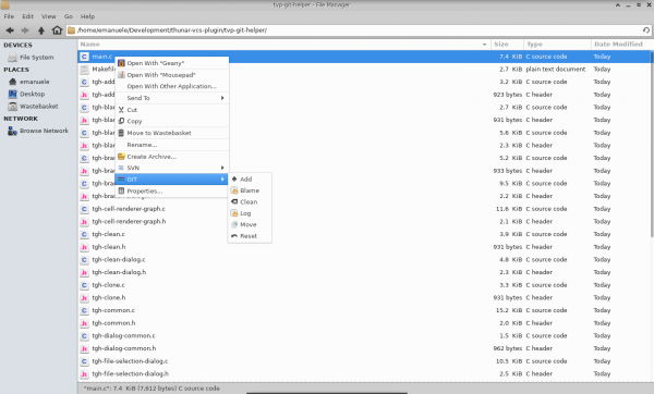 Git context sub menu show for a version controlled file