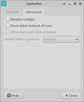 Launcher Advanced Preferences Window