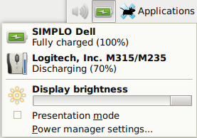 Power Manager Indicator Dropdown Menu