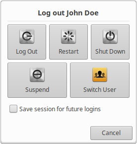 Session Logout Dialog Window