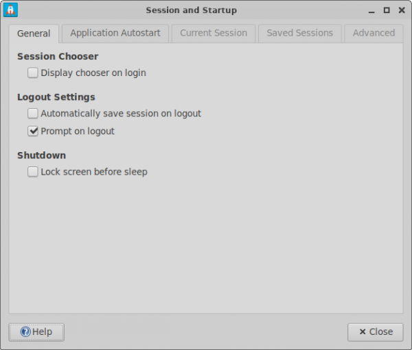 Session and Startup Preferences General Settings Tab