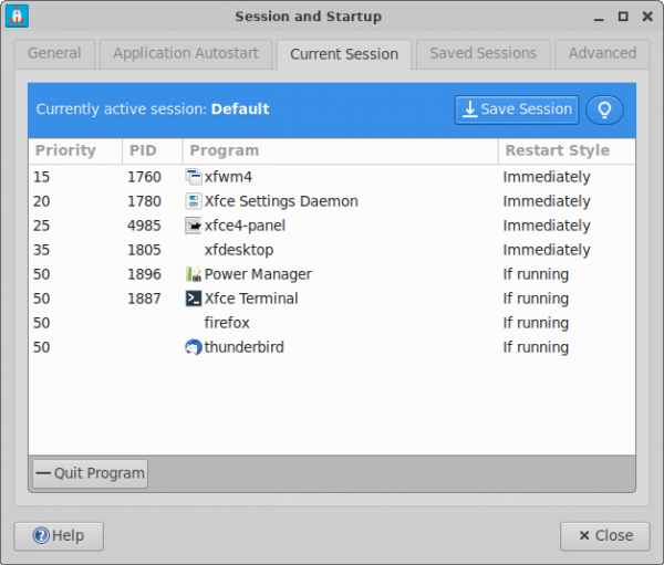 Session Preferences Active Session Settings Tab