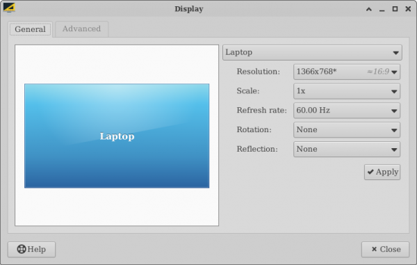 Figure 1.1 Display Settings Dialog with a Single Display