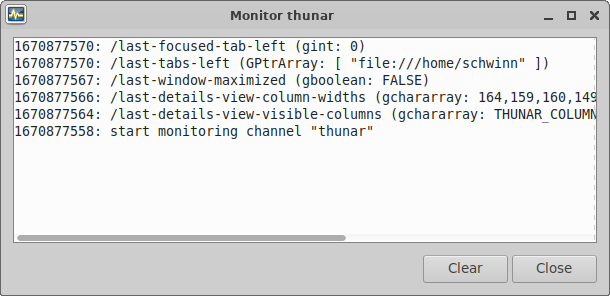 Settings Editor: Monitor Channel Changes window