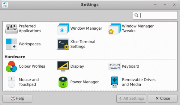 Settings Manager Main Window