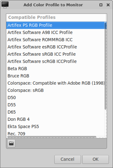 Add a Color Profile Selection Window