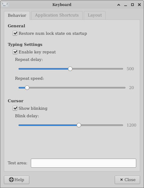 Keyboard Preferences: General Settings Tab