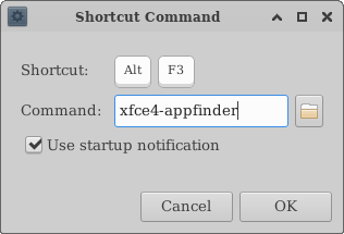 Keyboard Preferences: Assign Shortcut to Application Dialog