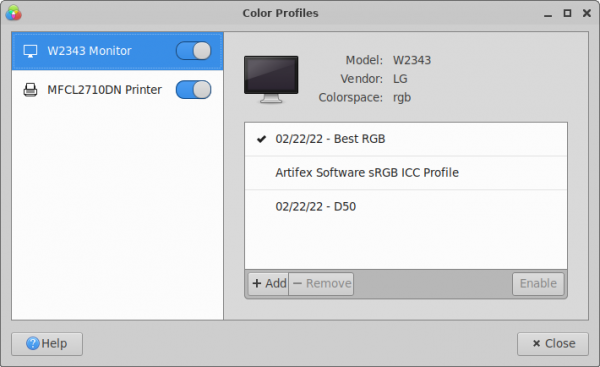 Color Preferences: Enable a Color Profile Window