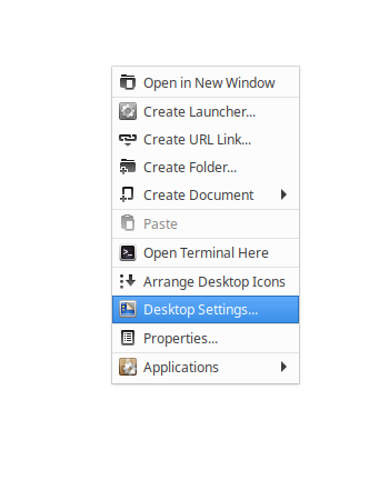 Desktop Settings Context Menu