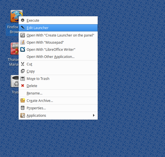 Edit Launcher from Context Menu