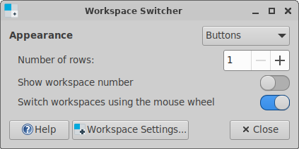 Workspace Settings tab window