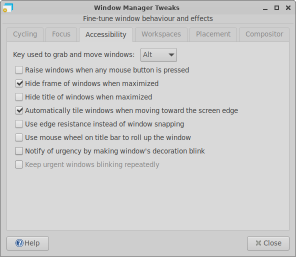 Window Manager Tweaks Accessibility Tab