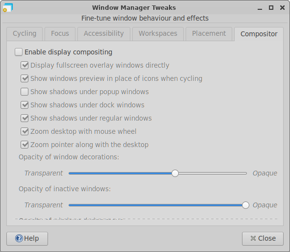 Window Manager Tweaks Compositor Tab