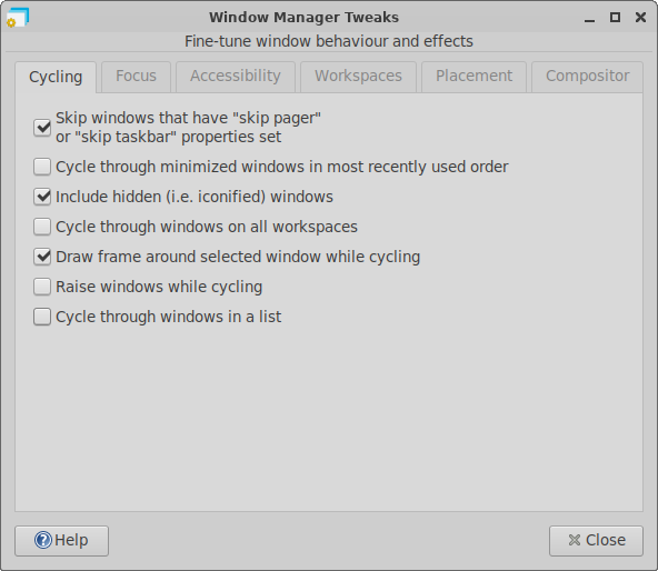 Window Manager Tweaks Cycling Tab